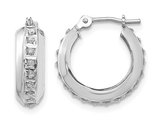 Huggie Hoop Earrings in 14K White Gold (1/2 Inch) with Accent Diamonds
